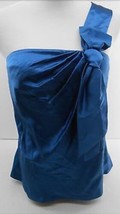 Ann Taylor Women&#39;s Top 100% Silk Blue One Shoulder Top W/Bow Size 0 New!  - $23.76