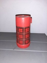 Vintage Aladdin Thermos Red Plaid  Half Pint 8oz - £20.95 GBP