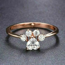 0.50 Ct Heart Shape Diamond Paw Print Engagement Wedding Ring 14k Rose Gold Over - £73.80 GBP