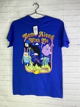 Adventure Time Finn Jake BMO Come Along With Me Crew T-Shirt Blue Mens Size S - £16.34 GBP