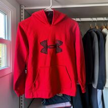 Under Armour Boys Hoodie Size Large Red Pullover Logo Hood Graphic Pocke... - $29.70