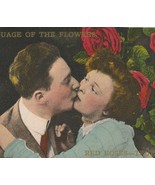 Kissing Couple and the Language of Flowers Antique Romance Postcard - $5.00