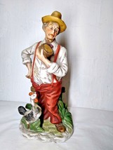 Old Man Vintage Figurine with Bowl and Chicken/Fence - Fast Shipping!!! - £14.51 GBP