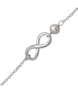 Sterling Silver Infinity Bracelet with Pearl - £15.80 GBP