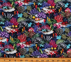 Cotton Ocean Fish Nautical Coral Reef The Reef Fabric Print by the Yard D774.97 - £10.18 GBP