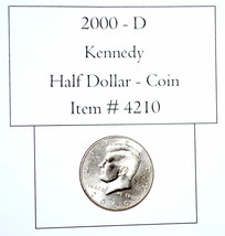 2000 D, Kennedy Half Dollar, # 4210, half dollar coin, vintage coins, ra... - $10.80