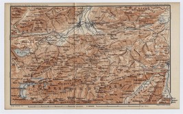 1895 Antique Map Of GARMISCH-PARTENKIRCHEN Zugspitze Wetterstein Bavaria Germany - £16.85 GBP