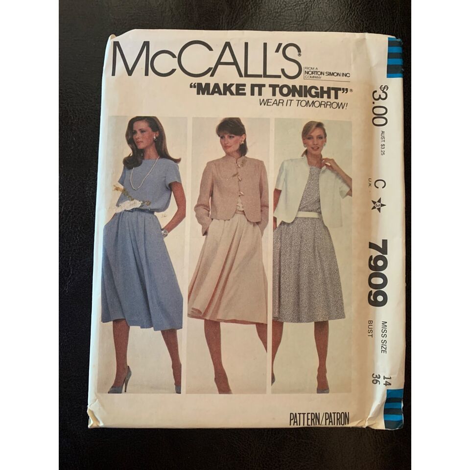 McCall's Jacket and Dress Sewing Pattern Sz14 7909 - Uncut - $10.29