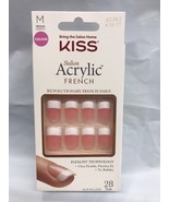 KISS NEW YORK SALON ACRYLIC FRENCH MEDIUM LENGTH KSA07 28 NAILS NEVER CHIP - $141.48 MXN