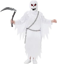 Kids&#39; Boys&#39; Medium Halloween Costume White Scary Ghost Sickle Chains Red Eyes - £10.87 GBP