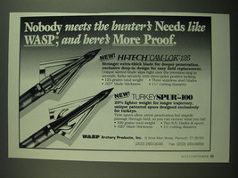 1994 Wasp Archery Advertisement - Hi-Tech Cam-Lok-125, Turkeyspur-100 Broadheads - £14.50 GBP