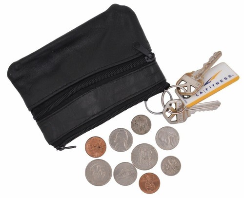 Waist Pouch Black Patch Leather Zippered Pockets for Wallet Phone Travel Gift  Item image 3