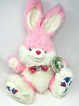 Large Pink Hoppy Hopster Easter Bunny Rabbit Plush Toy Flower Feet Tag Dan Dee - £39.44 GBP