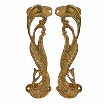 Wonderlist Handicrafts Designer Peacock Brass Door Handle Pair (2 pcs) Home Déco - £44.58 GBP