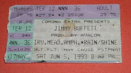 Jimmy Buffett Concert Ticket Stub Vintage 1993 Irvine Meadows Amphitheatre - $19.99