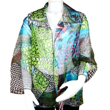 Caroline Rose Silk Easy Shirt Jacket Womens M Sheer Jungle Print Cruise ... - £41.59 GBP