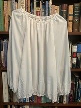 Chicos white pheasant blouse with elastic waist size 2 gathered sleeves - £10.69 GBP