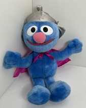 Tyco Sesame Street Super Muppet Grover Stuffed Plush 13" 1997 Blue Silver helmet - £8.18 GBP