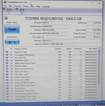 TOSHIBA CANVIO MQ01UBD100 1TB HDD USB 90 Power on Hours Ver AZA AA00/AX001U - $149.99
