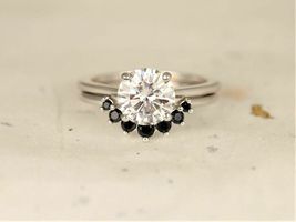 3.0Ct Round Cut Engagement Ring Matching Band Set, 925 Silver Love Wedding Ring - £75.93 GBP