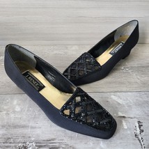 J. Renee Womens Gem Black Suede Sequins Block Heels Vintage Pumps Size 8.5M - £33.89 GBP