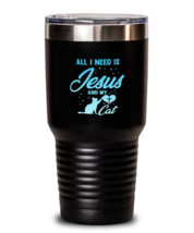 30oz Tumbler Stainless Steel Insulated All I Need Is Jesus And My Cat Kitten  - £25.88 GBP