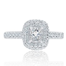 1.05 CT Naturale Taglio Princess Halo Diamante Fidanzamento Ring 18k Oro Bianco - £1,644.73 GBP