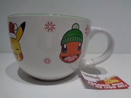 Pokémon Christmas Ceramic Mug 24 Ounces Pikachu Charmander Bulbasaur Squirtle - £12.73 GBP