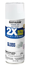 Rust-Oleum American Accents 2X Gloss Spray Paint + Primer, 12 Oz,, Gloss White - £7.74 GBP