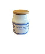 Vintage Fortnum &amp; Mason Ceramic Storage Jar Blue White Floral Wooden Lid... - $552.51 MXN