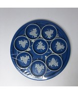 VTG Toleware Round Tray 8 Coasters Blue/White Grapes Metal Beverage Serv... - $644.49 MXN
