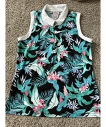 Tommy Bahama Golf Womens Sleeveless Hidden Zipper Tropical Top Size Larg... - $32.71