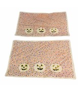 Vtg Halloween Pumpkins Clear Vinyl Table Placemats LOT of 2 See through ... - $25.60