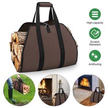 Firewood Log Carrier Bag Canvas Tote Wood Holder for Fireplace Outdoor C... - £20.10 GBP