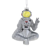 Peace Out Astronaut Christmas Tree Ornament 4.5&quot; Glass Outer Space Holiday New - £15.94 GBP