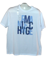 Armani Exchange White Blue Logo Cotton Short Sleeve Men&#39;s T-Shirt Size XL - £36.77 GBP