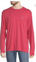 New TOMMY BAHAMA Mens Logo Pocket Tee Long Sleeve Cotton T-Shirt Coral Medium - £23.70 GBP