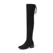 Women Winter Boots Fashion All Match Elastic Fabric Over The Knee High Shoes Squ - £75.23 GBP