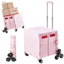 VEVOR 65L Foldable Stair Cart 360° Swivel Wheels Telescoping Handle Pink... - $55.90