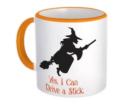 WITCH Halloween : Gift Mug Fall Face Decoration Broom Yes I Can Drive a Stick - £15.87 GBP