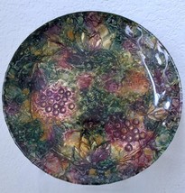 Vtg Laque Line French Art Glass Plate Reverse Decorated Lacquered Gold Foil 7&quot; - £19.80 GBP