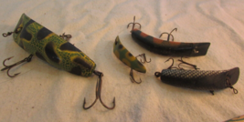 LOT OF 4 Vintage Helin Flatfish GREEN BLACK YELLOW  Fishing Lure,  Black... - £16.18 GBP