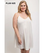 New White V Neck Slip Dress with Adjustable Straps - £16.82 GBP