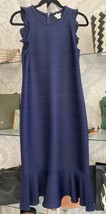 SHOSHANNA Navy Blue Ruffled Shoulder Sheath Dress Sz 6 $418 NWT - $227.60