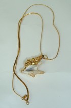 Vintage Necklace Gold Dipped White Shell Pendant Beach Boho snake chain - £14.22 GBP