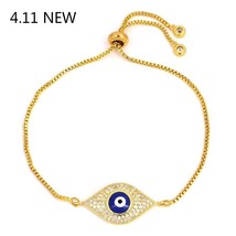 JUWANG Turkish Blue  Bracelets AAA Cubic Zirconia Fatima Charm Chain Bracelets F - £8.70 GBP