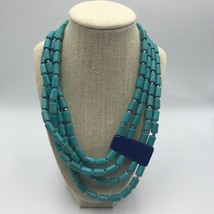 Chicos Women&#39;s Lapis Faux Turquoise Layered Multi Strand Statement Necklace  - £47.75 GBP