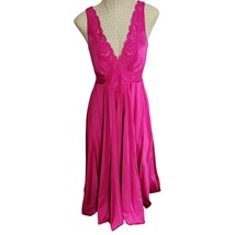 Vintage Stunning Magenta Pink Olga Lace Lingerie Sweep Nightgown 92280 L - £90.69 GBP