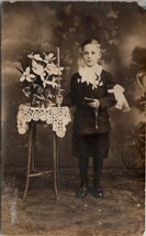 RPPC Darling Boy First Communion Candle Studio Photo Postcard Y11 - £8.60 GBP