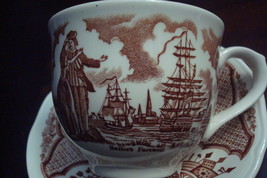 Alfred Meakin Staffordsire England &quot;Fair Winds&quot;cup &amp; saucer, red original [95b] - £35.83 GBP